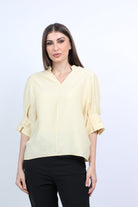 ميكا بلوزة سبعة بياقة 3/4 كم مكشكش نسائي