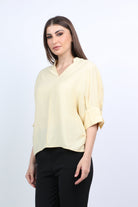 ميكا بلوزة سبعة بياقة 3/4 كم مكشكش نسائي