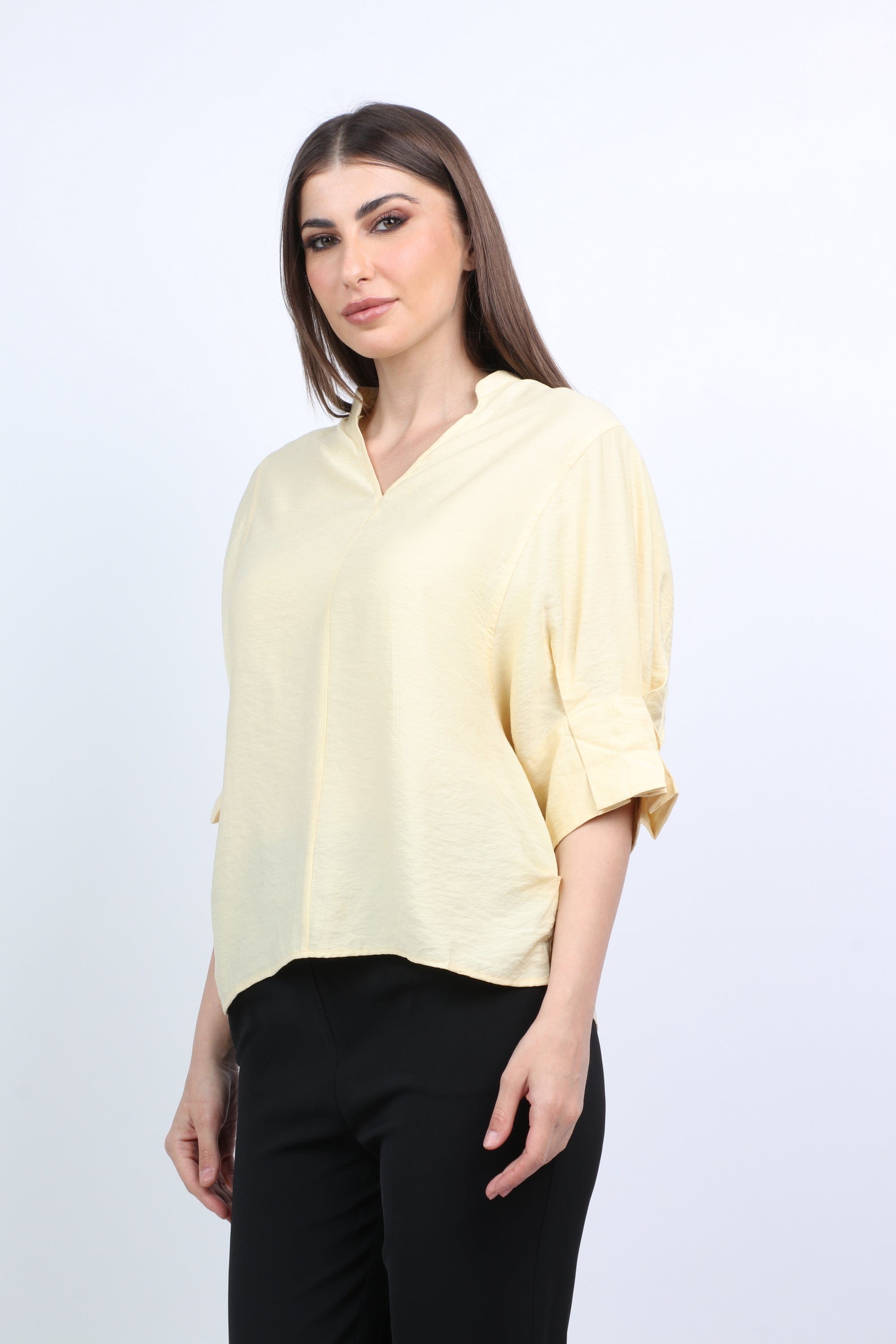 ميكا بلوزة سبعة بياقة 3/4 كم مكشكش نسائي