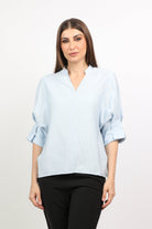 ميكا بلوزة سبعة بياقة 3/4 كم مكشكش نسائي