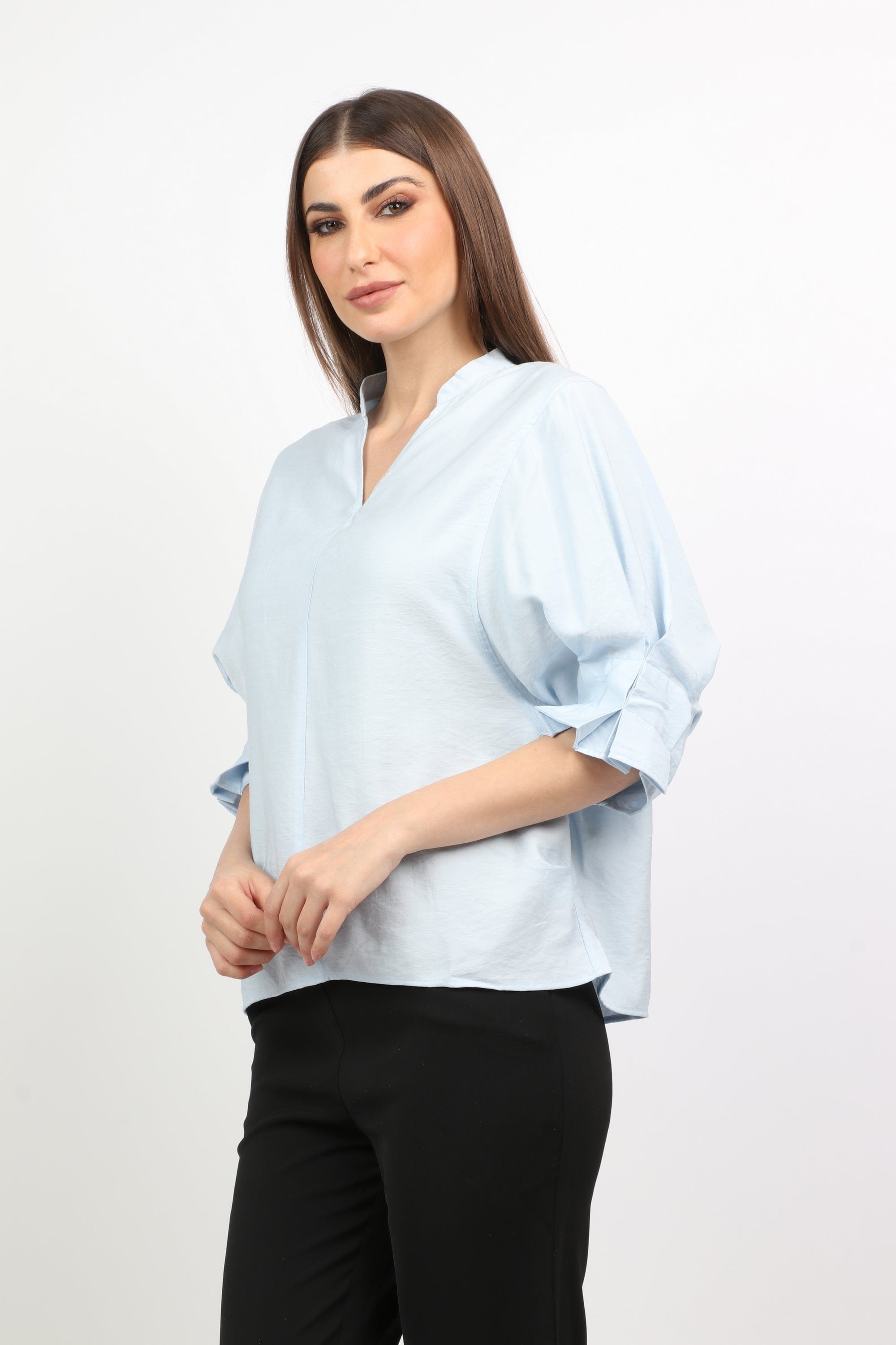 ميكا بلوزة سبعة بياقة 3/4 كم مكشكش نسائي