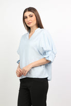 ميكا بلوزة سبعة بياقة 3/4 كم مكشكش نسائي