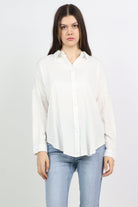 ميكا قميص سادة كاجوال كم طويل نسائي