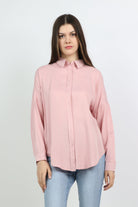 ميكا قميص سادة كاجوال كم طويل نسائي