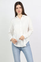 ميكا قميص سادة كاجوال كم طويل نسائي