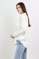 ميكا قميص سادة كاجوال كم طويل نسائي