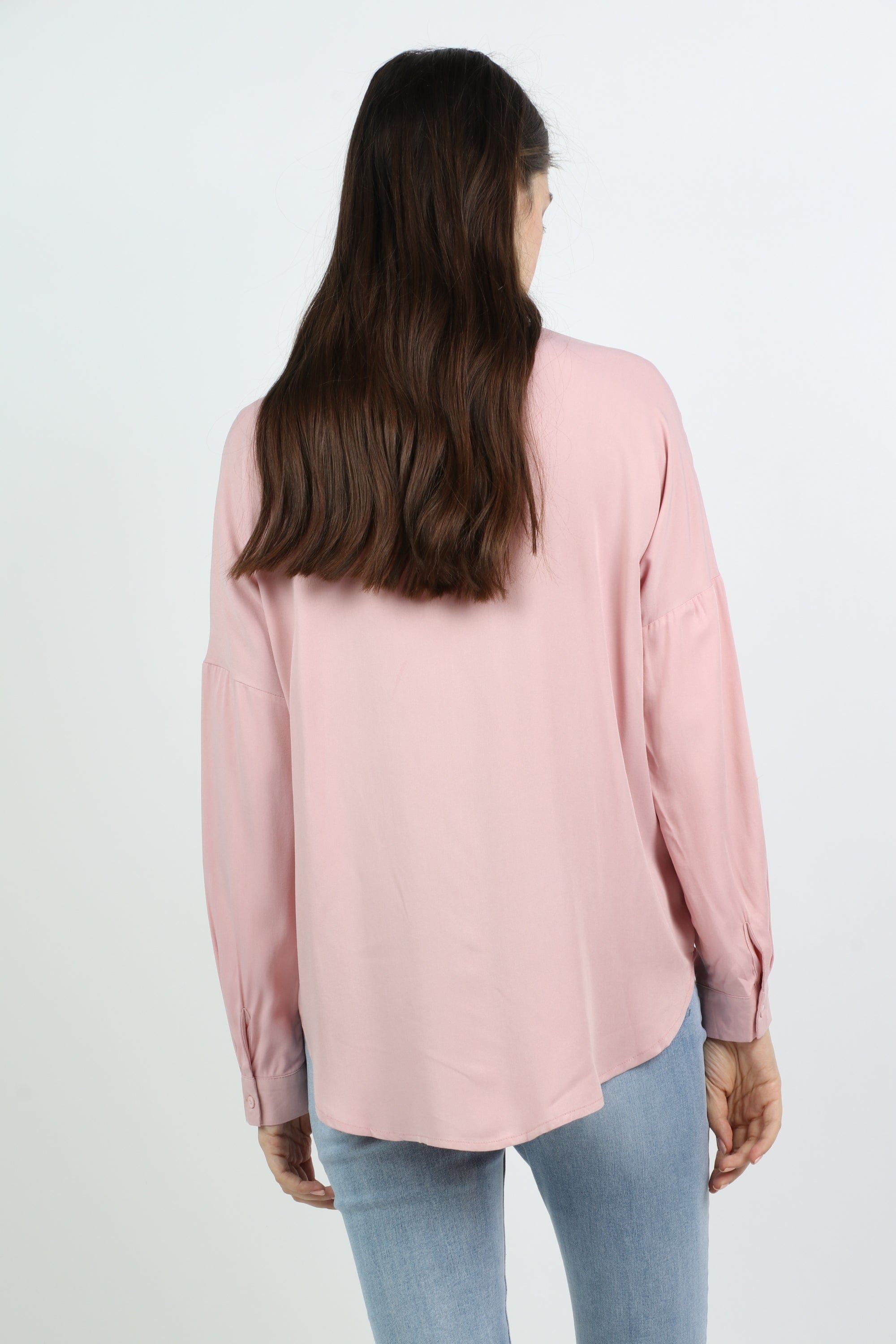 ميكا قميص سادة كاجوال كم طويل نسائي