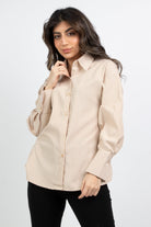 ميكا قميص مقلم بأسوارة عريضة كم طويل نسائي