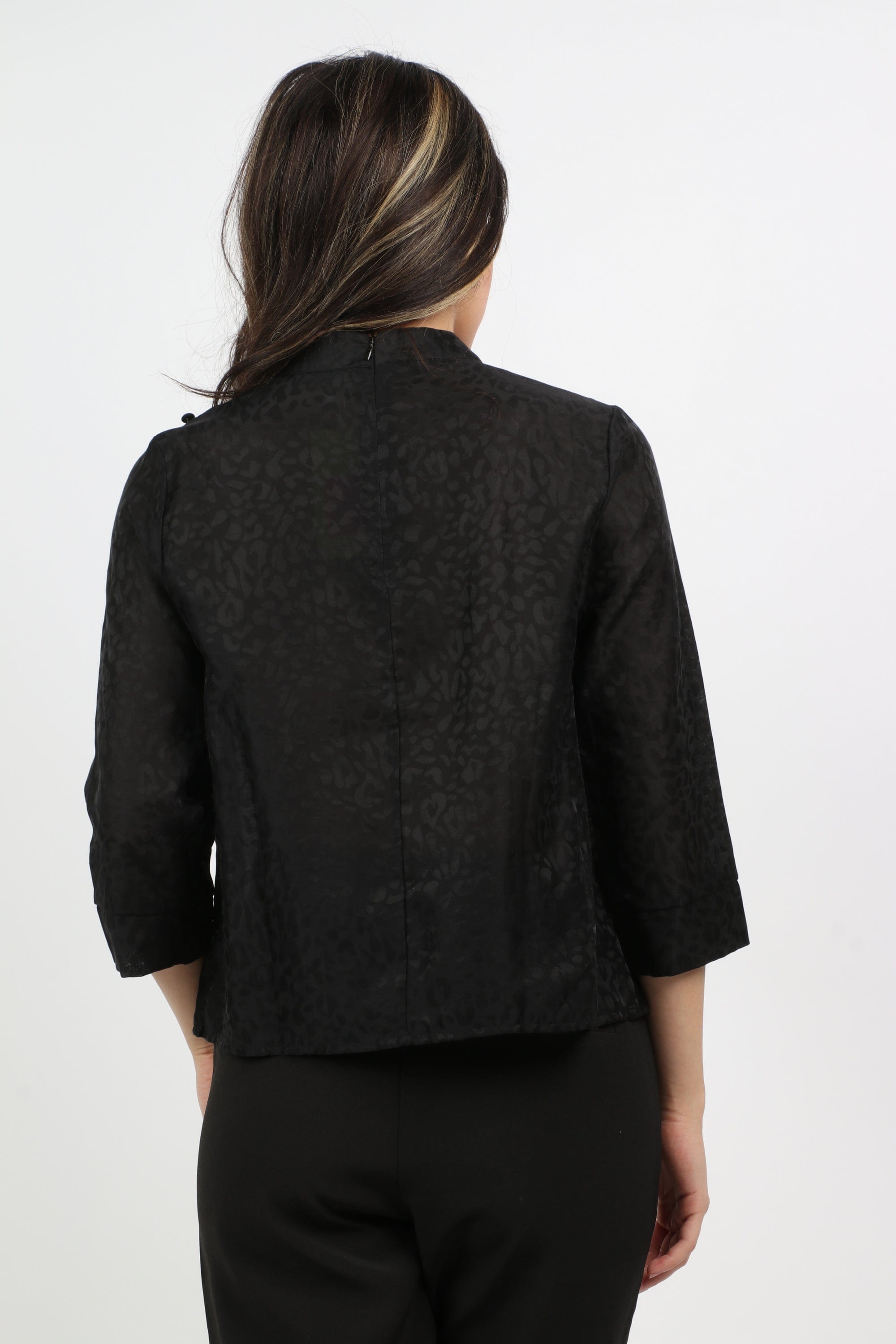 ميكا بلوزة كلاسيك منقوشة بربطة عنق 3/4 كم نسائي