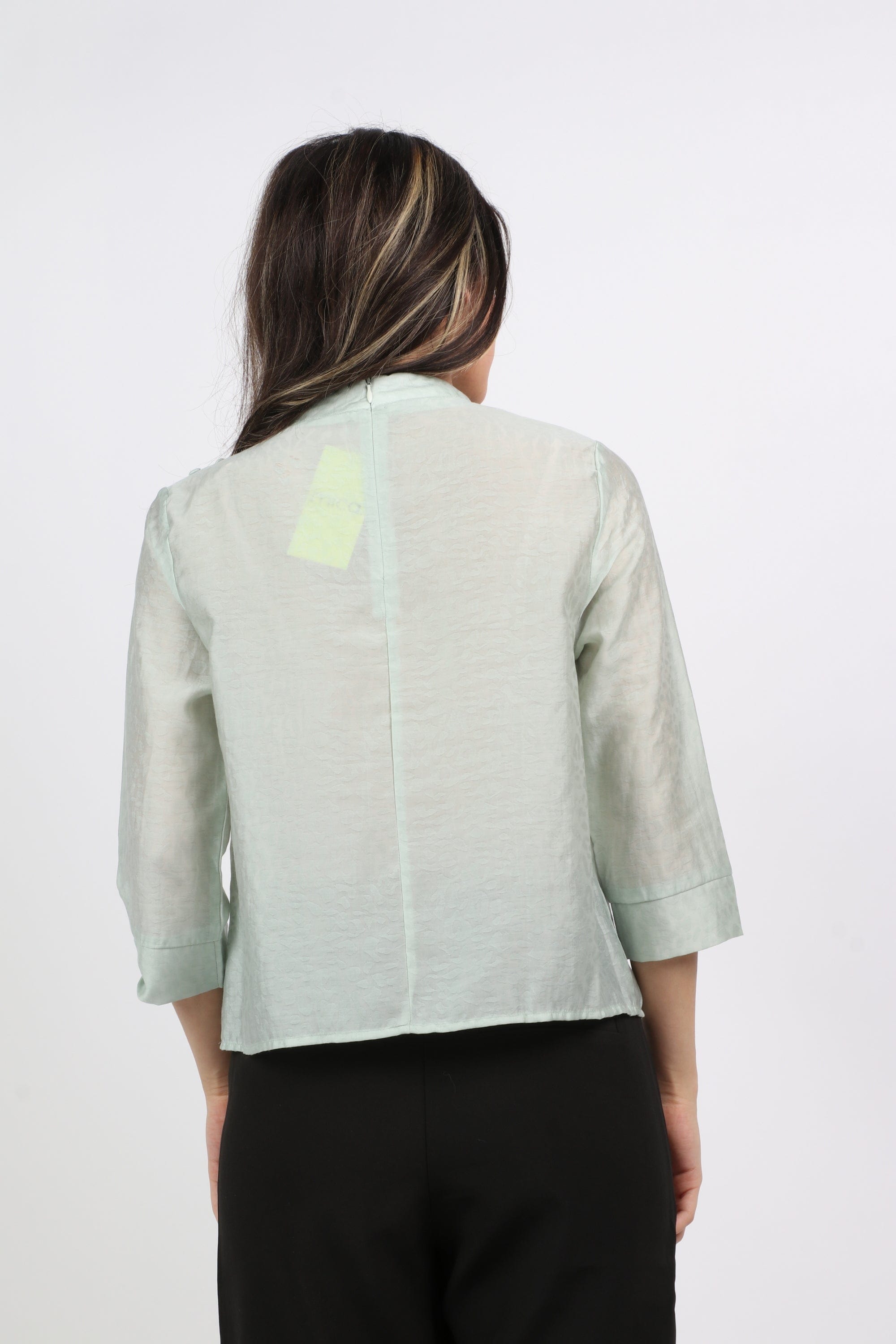 ميكا بلوزة كلاسيك منقوشة بربطة عنق 3/4 كم نسائي