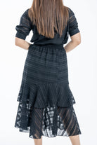 ميكا تنورة ميدي خصر مرتفع مكشكشة من أسفل نسائي