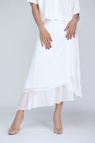 ميكا تنورة ميدي قماش منسوج كلوش بقصة مائلة من الجانبين