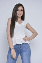 ميكا بلوزة بأكمام قصيرة فسكوز بخصر مطاطي