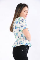 ميكا بلوزة بأكمام قصيرة مشجرة بنمط قميص أوف وايت