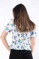 ميكا بلوزة بأكمام قصيرة مشجرة بنمط قميص أوف وايت