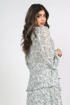 ميكا بلوزة على نمط جلد ثعبان بكم طويل نسائي