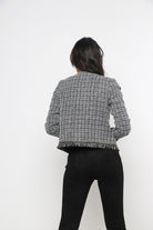 ميكا جاكيت كلاسيك قصير بخيوط من أسفل كم طويل نسائي