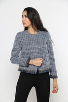 ميكا جاكيت كلاسيك قصير بخيوط من أسفل كم طويل نسائي