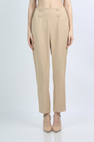 ميكا بنطلون رسمي هاي ويست بزراير على الخصر وسحاب طويل نسائي