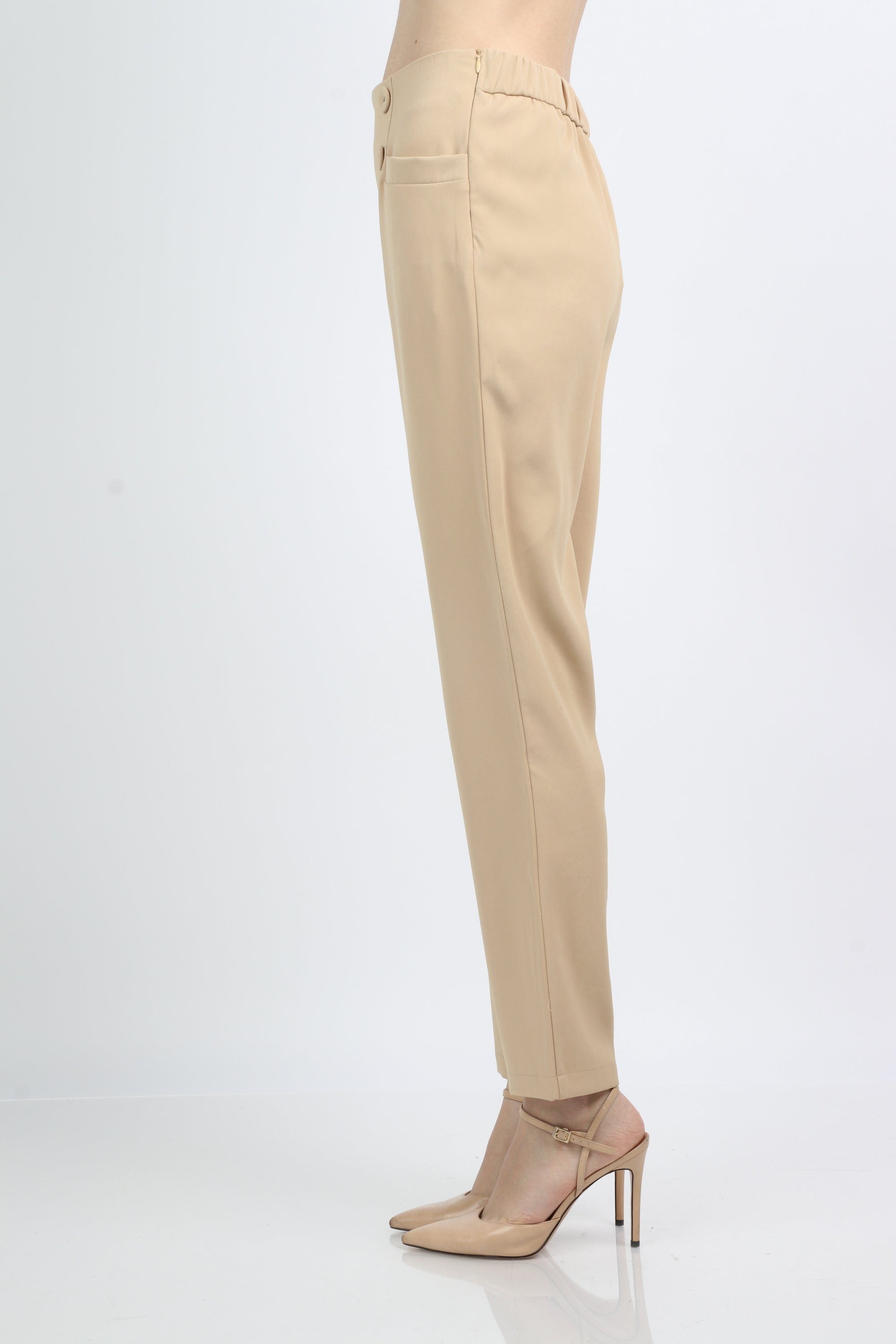 ميكا بنطلون رسمي هاي ويست بزراير على الخصر وسحاب طويل نسائي