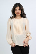 ميكا بلوزة بليسيه على الصدر كم طويل نسائي