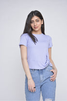 ميكا بلوزة بأكمام قصيرة بياقة دائرية صيفي