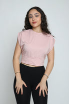 ميكا بلوزة سادة قصيرة مخصرة واسعة كم قصير نسائي