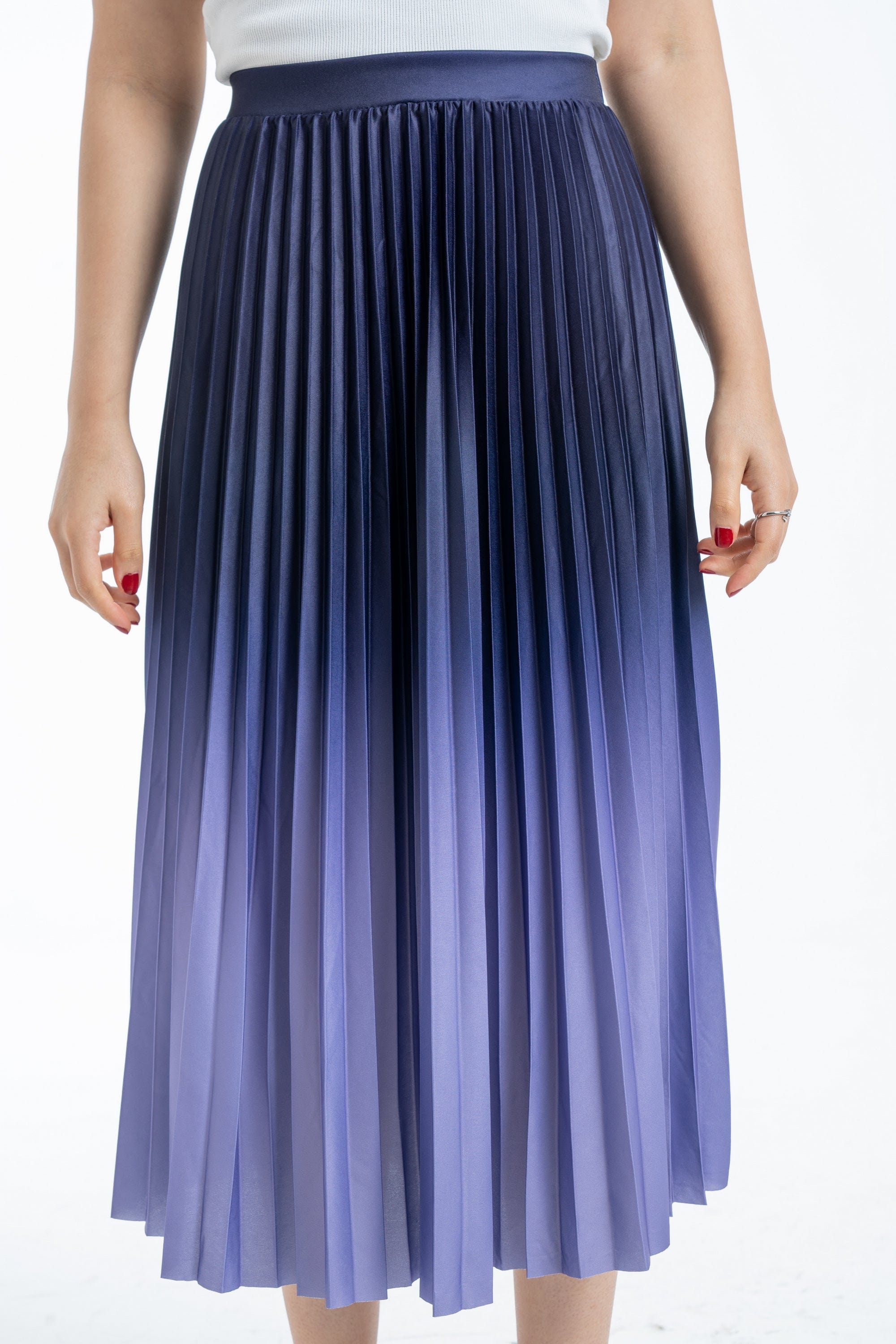 ميكا تنورة ميدي بليسيه خصر مرتفع