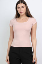 ميكا بلوزة بياقة مربعة أكمام قصيرة نسائي