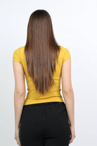 ميكا بلوزة سادة ضيقة كم قصير رقبة دائرية نسائي