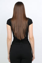 ميكا بلوزة سادة ضيقة كم قصير رقبة دائرية نسائي