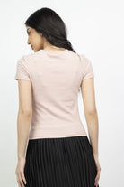 ميكا بلوزة كم قصير مفتوحة من الأمام رقبة دائرية نسائي