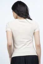 ميكا بلوزة كم قصير مفتوحة من الأمام رقبة دائرية نسائي