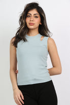 ميكا بلوزة كت برقبة دائرية وفتحى على الكتف نسائي