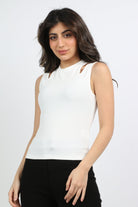 ميكا بلوزة كت برقبة دائرية وفتحى على الكتف نسائي