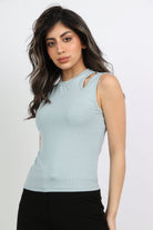 ميكا بلوزة كت برقبة دائرية وفتحى على الكتف نسائي