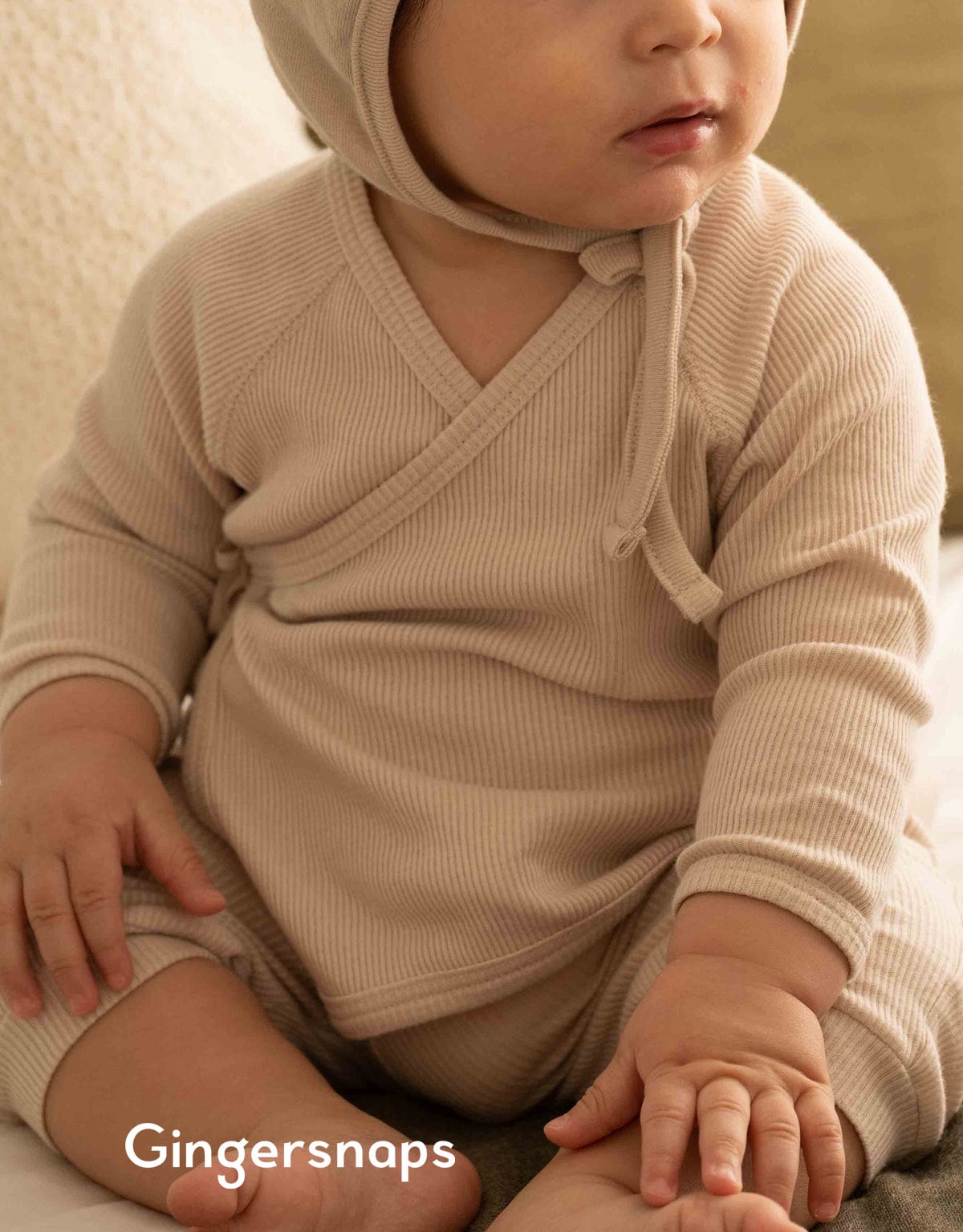 جينجرسنابس طقم مواليد سادة بلوزة ملفوفة وبنطلون وردي