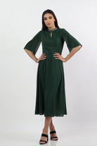 نتشي فستان سواريه نسائي بأكمام وسيعة مزين بخرز علي الرقبة