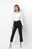 نتشي بنطلون قماش كلاسيك حريمي بحزام صغير