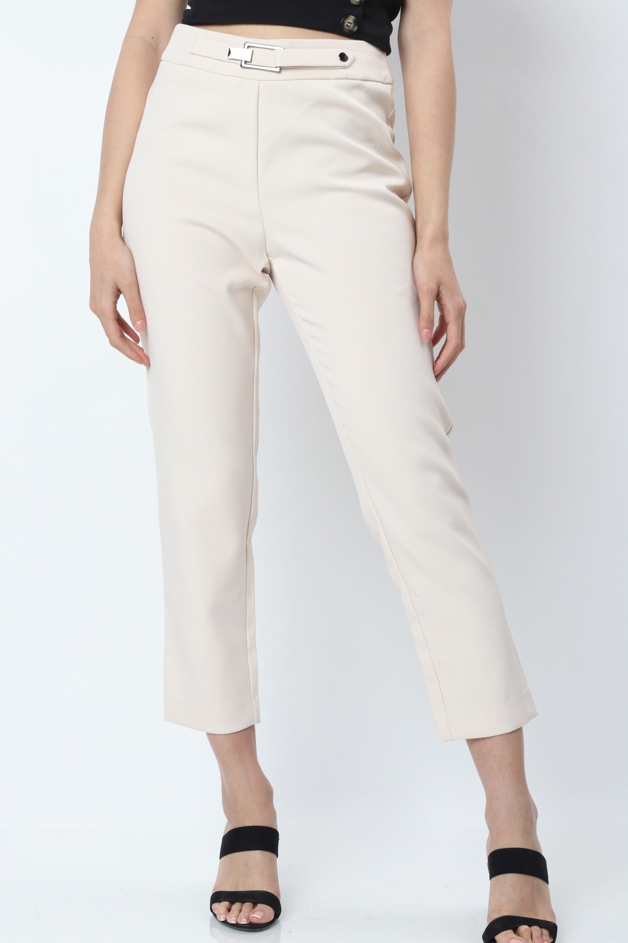 نتشي بنطلون قماش كلاسيك حريمي بحزام صغير