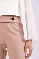 نتشي بنطلون كلاسيك سادة طويل مع حلقة على الخصر نسائي