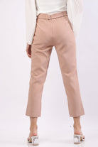 نتشي بنطلون كلاسيك سادة طويل مع حلقة على الخصر نسائي