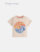 جينجرسنابس تي شيرت أولاد رضع بطبعة أمواج البيج