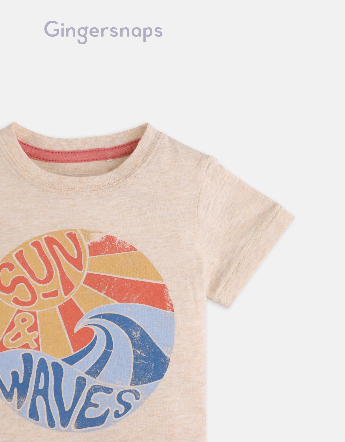 جينجرسنابس تي شيرت أولاد رضع بطبعة أمواج البيج