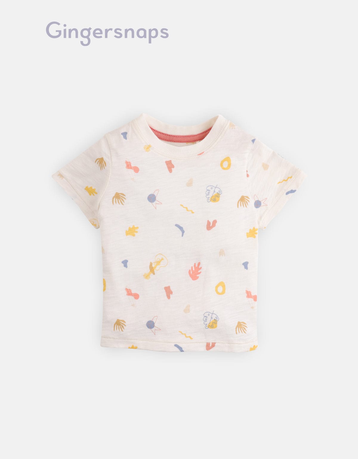 جينجرسنابس تي شيرت أولاد رضع صيفي مطبوع أبيض
