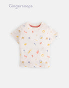 جينجرسنابس تي شيرت أولاد رضع صيفي مطبوع أبيض