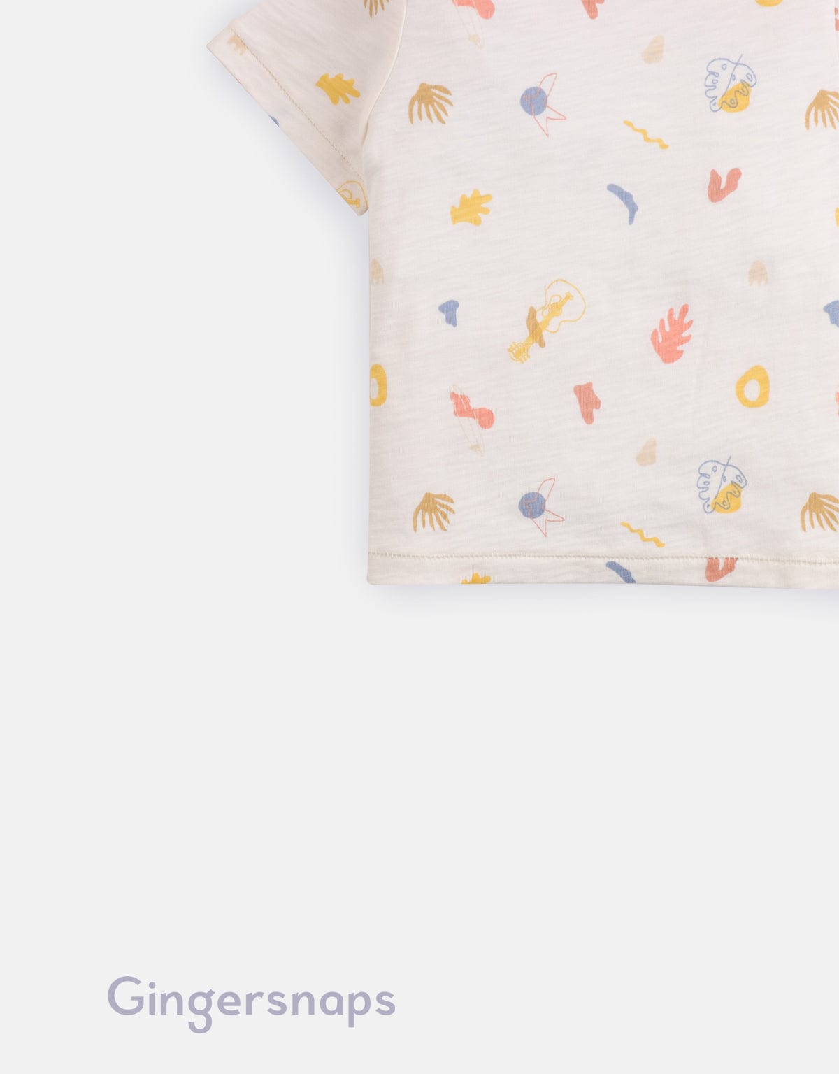 جينجرسنابس تي شيرت أولاد رضع صيفي مطبوع أبيض