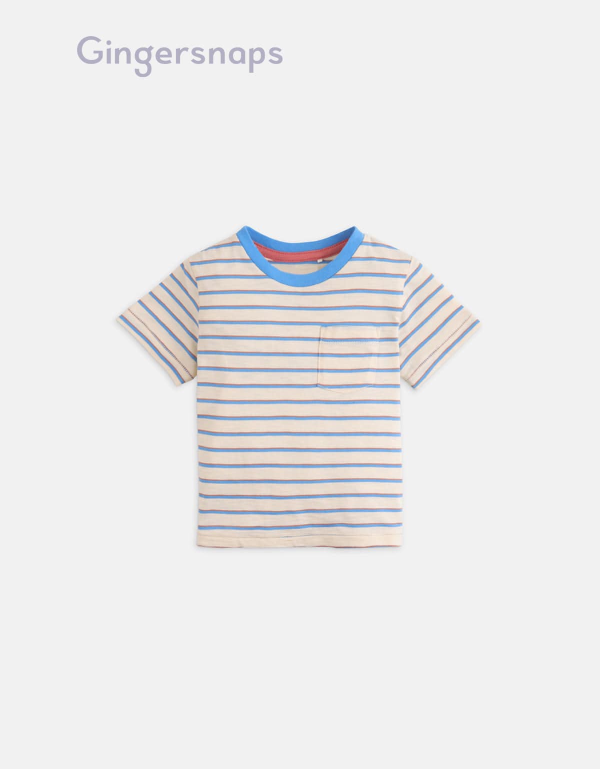 جينجرسنابس تي شيرت مخطط بجيب على الصدر أولاد رضع البيج