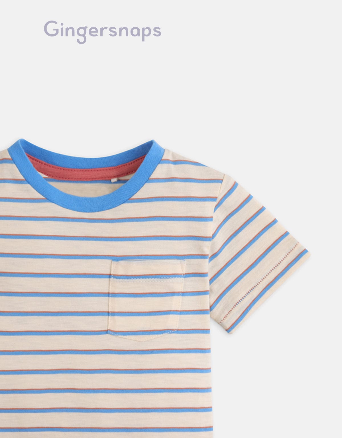 جينجرسنابس تي شيرت مخطط بجيب على الصدر أولاد رضع البيج