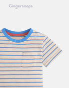 جينجرسنابس تي شيرت مخطط بجيب على الصدر أولاد رضع البيج